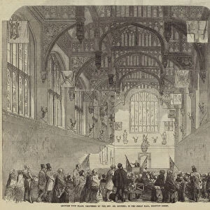Lecture upon Flags, delivered by the Reverend Mr Boutell, in the Great Hall, Hampton Court (engraving)