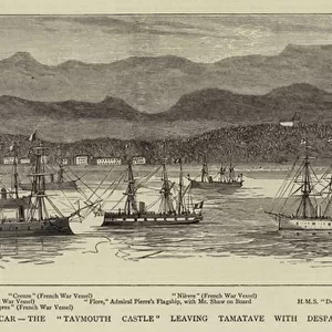 Madagascar, the "Taymouth Castle"leaving Tamatave with Despatches for the Mauritius, 28 June (engraving)