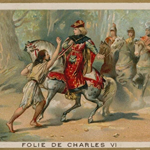 The madness of King Charles VI of France, 1392 (chromolitho)