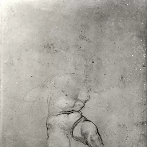 Male Nude (pencil on paper) (b / w photo)