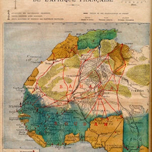 Map of French expeditions in Africa, illustration from "Le Petit Journal"