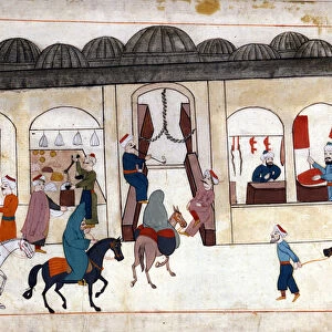A march from Constantinople. Miniature from "Turkish Memorials"