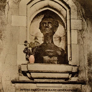 Memorial to the ancestors of US President Abraham Lincoln, Hingham, Norfolk (b / w photo)