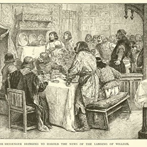 The messenger bringing to Harold the news of the landing of William (engraving)