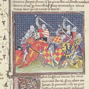 Ms 3480 Knights in Battle, from the Livre de Messire Lancelot du Lac (vellum)