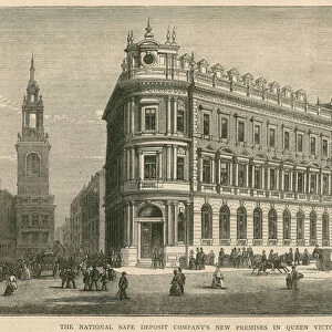 The National Safe Deposit Companys new premises in Queen Victoria Street, London (engraving)