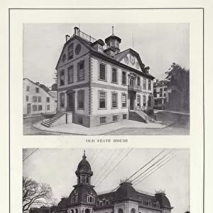 Newport, Rhode Island: Old State House; New City Hall (b / w photo)