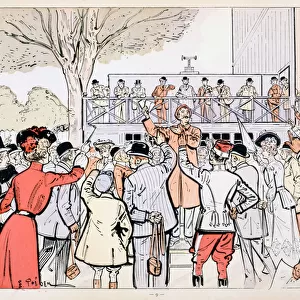 The Oncourse Bookie, c. 1905 (colour litho)