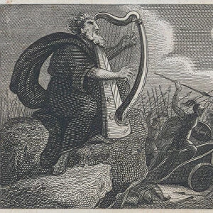 Ossian reciting the battles of his country (engraving)