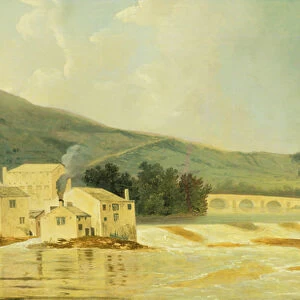 Otley Bridge on the River Wharfe (oil on canvas)