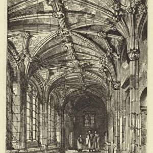 Oxford Cathedral, the cloisters (engraving)
