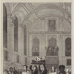 Pictures for Christmas, bringing in the Boars Head, at Queens College, Oxford (engraving)
