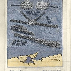 Plan of the Battle of Trafalgar (Spain). October 21, 1805