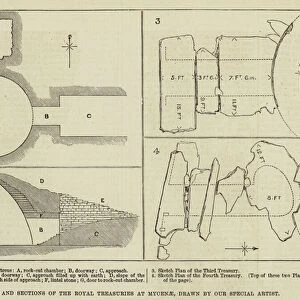 Plans and Sections of the Royal Treasuries at Mycenae (engraving)