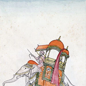 Portrait of a man riding an elephant, early 19th century (w / c on paper)