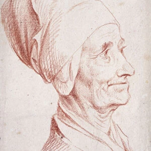 Portrait of a Man Said to be Voltaire, Small Bust-length, in Profile, (red chalk