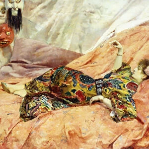 A Portrait of Sarah Bernhardt, Reclining in a Chinois Interior, (oil on canvas)
