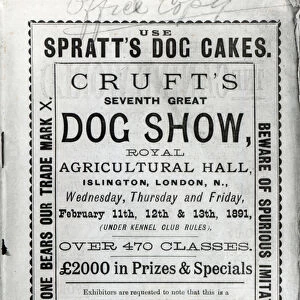 Poster advertising Crufts Dog Show at the Royal Agricultural Hall in Islington