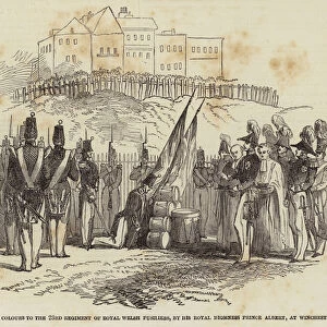 Presentation of Colours to the 23rd Regiment of Royal Welsh Fusiliers, by His Royal Highness Prince Albert, at Winchester (engraving)