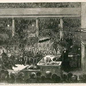 Professor Faraday lecturing at the Royal Institution before HRH Prince Albert, the Prince of Wales, and Prince Alfred (engraving)