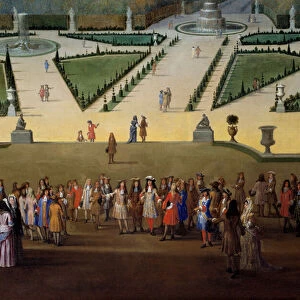 Promenade de Louis XIV (1638-1715) in view of the northern parterre in the gardens of
