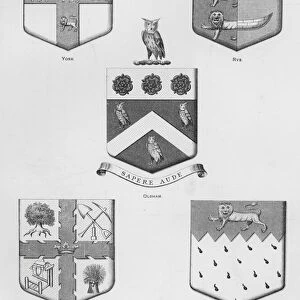 Public arms: York; Rye; Oldham; Nottinghamshire; Chichester (engraving)