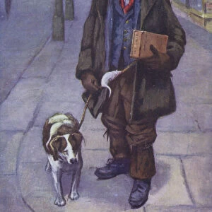 Rat catcher with his dog (colour litho)