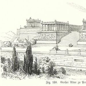 Reconstruction of the Great Altar at the Ancient Greek city of Pergamon, Asia Minor (engraving)