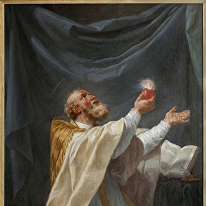 Saint Augustine in ecstasy with his heart ignites. Painting by Charles Andre Van Loo