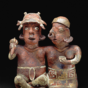 Seated joined couple, 200 B. C- 300 AD (ceramic & pigment)
