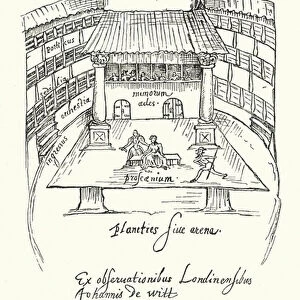 Shakespeare: Sketch of the interior of the Swan Theatre (litho)