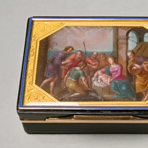 Snuff Box, c. 1810-20 (gold-mounted tortoiseshell, agate, enamel)