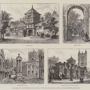 Specimens of "Old Manchester and Salford, "from the Architectural Models at the Manchester Exhibition (engraving)