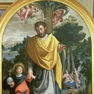 St. Joseph leading the infant Christ (oil on panel)