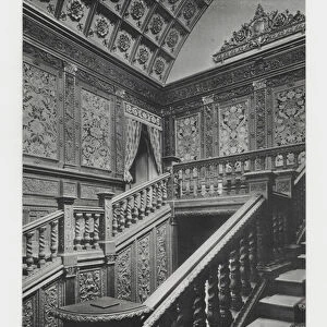 Staircase, Canford Manor, Dorset, England (b / w photo)
