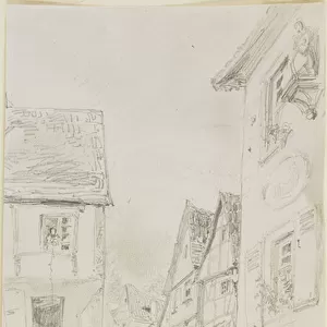 A street scene, 1858 (pencil on off-white wove paper)