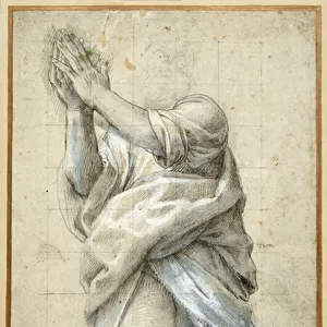 Study for an apostle (pen & brown ink heightened with white)