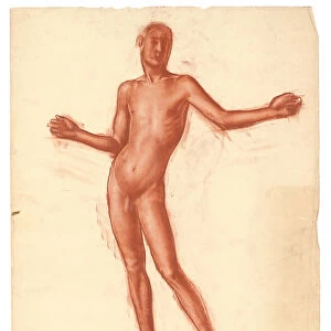 Study of a Male Nude, (sanguine chalk on paper)