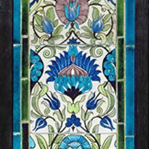Five tiles with continuous floral design (ceramic)