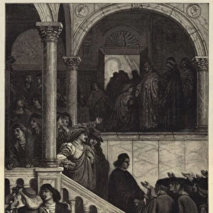 After the Trial, Antonio receiving the Congratulations of his Friends, "Merchant of Venice"(engraving)