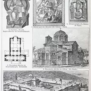 Various areas of Byzantine art, painting and architecture