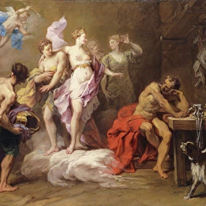 Venus Ordering Arms from Vulcan for Aeneas, (oil on canvas)