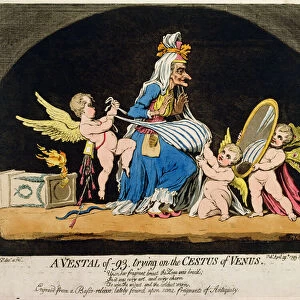 A Vestal of -93 trying on the Cestus of Venus, published by Hannah Humphrey in 1793