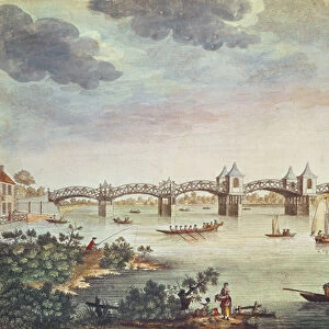 View of the Bridge over the Thames at Hampton Court, engraved by John Bowles (fl