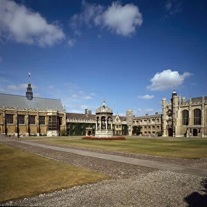 View of the Courtyard and Fountain of Trinity College founded in 1546 (photography)