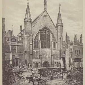 View of the east end of the Guildhall and the Old Library, City of London, 1870 (litho)