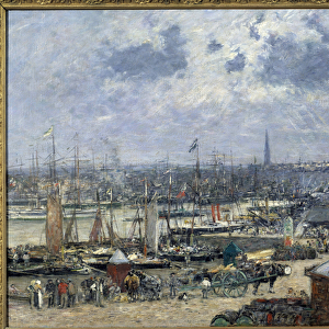 View of the port of Bordeaux Painting by Eugene Louis Boudin (1824-1898) 1874 Sun