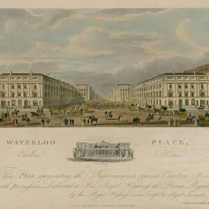 Waterloo Place, Carlton House, London (coloured engraving)