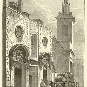 Whittingtons Almshouses, College Hill (engraving)