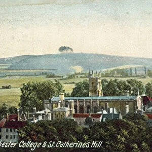 Winchester College and St Catherines Hill, Hampshire (colour photo)